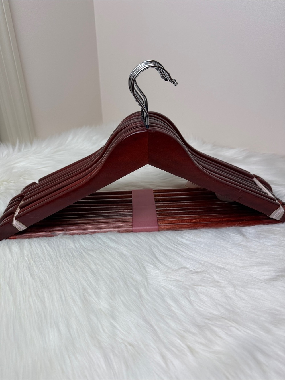 Brookstone Premium Wooden Suit Hangers in Dark Mahogany Cherry - Set of 10 - Picture 4 of 13